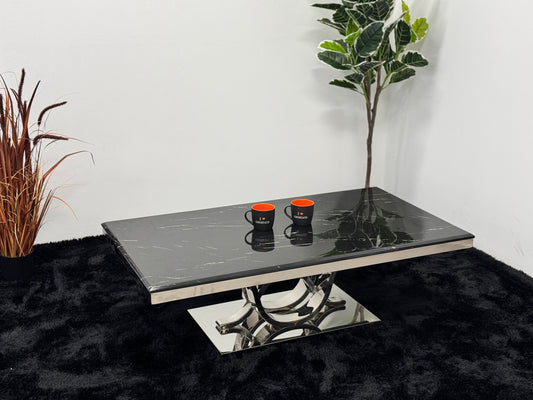 COFFEE TABLE WITH BLACK MARBLE TOP TT016