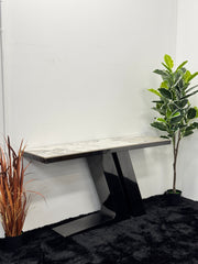 CONSOLE TABLE WITH WHITE & BROWN SLATE TOP CT008