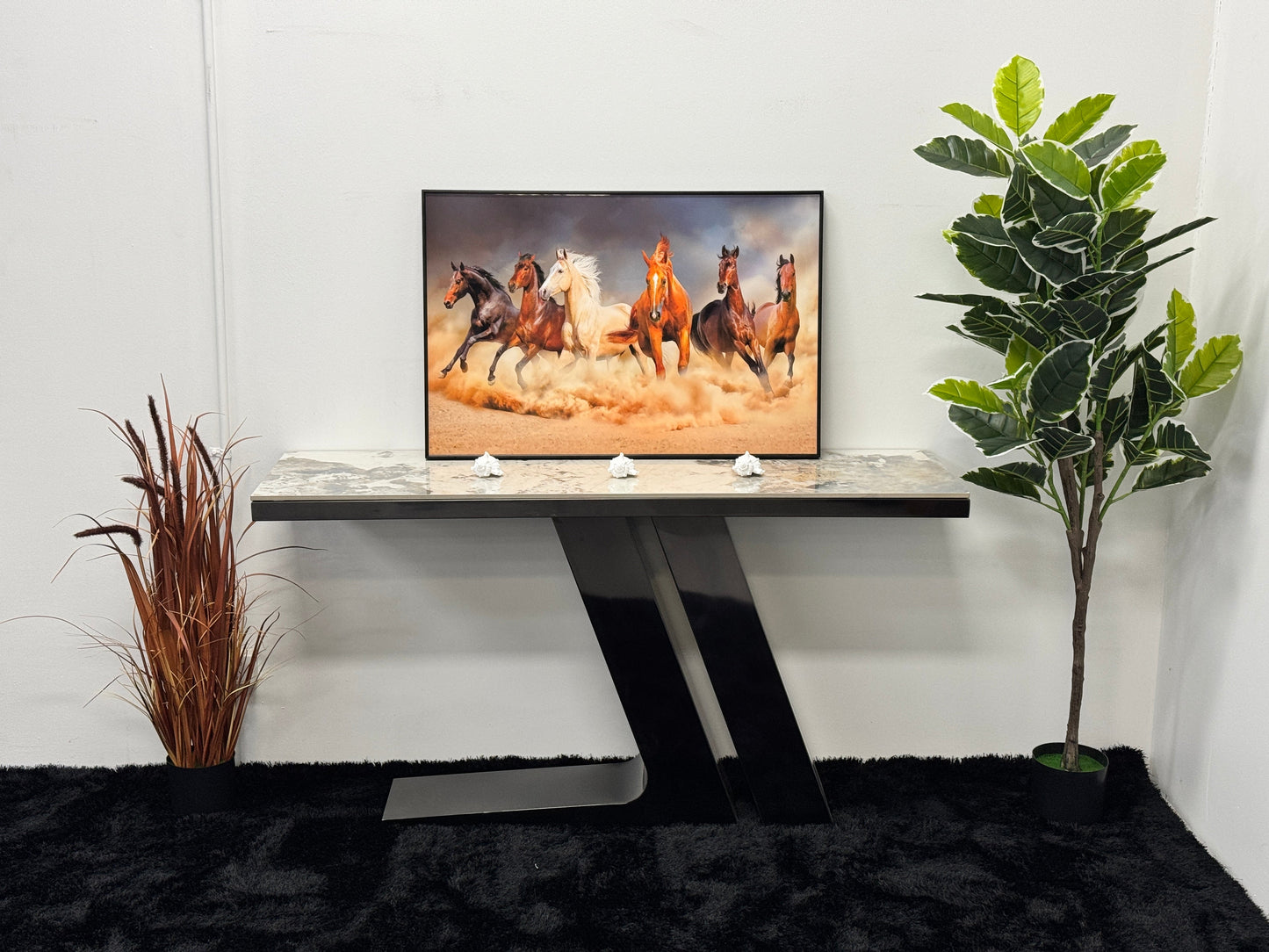 CONSOLE TABLE WITH WHITE & BROWN SLATE TOP CT008