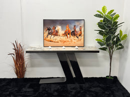 CONSOLE TABLE WITH WHITE & BROWN SLATE TOP CT008