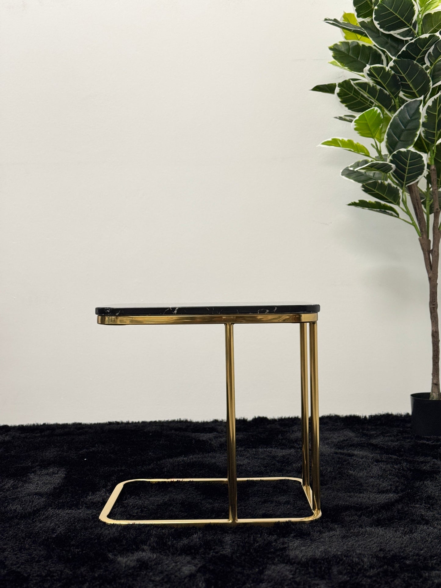 SQUARE SIDE TABLE WITH BLACK & WHITE MARBLE TOP ST077