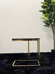 SQUARE SIDE TABLE WITH BLACK & WHITE MARBLE TOP ST077