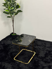 SQUARE SIDE TABLE WITH BLACK & WHITE MARBLE TOP ST077
