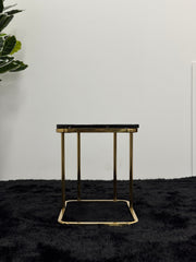 SQUARE SIDE TABLE WITH BLACK & WHITE MARBLE TOP ST077