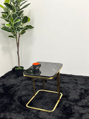 SQUARE SIDE TABLE WITH BLACK & WHITE MARBLE TOP ST077
