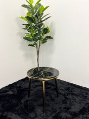 ROUND SIDE TABLE WITH BLACK & GOLD MARBLE TOP ST073