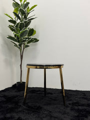 ROUND SIDE TABLE WITH BLACK & GOLD MARBLE TOP ST073