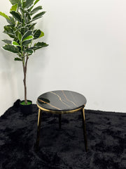 ROUND SIDE TABLE WITH BLACK & GOLD MARBLE TOP ST073