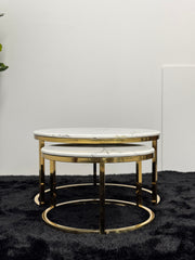 TWO IN ONE COFFEE TABLE WITH WHITE MARBLE TOP TT022