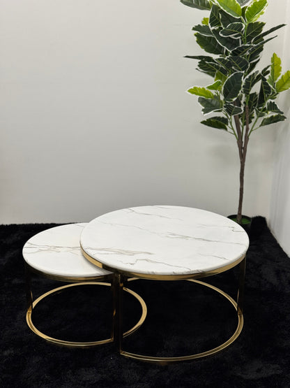 TWO IN ONE COFFEE TABLE WITH WHITE MARBLE TOP TT022