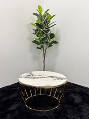 ROUND COFFEE TABLE WITH BROWN & WHITE MARBLE TOP TT035