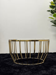 ROUND COFFEE TABLE WITH BROWN & WHITE MARBLE TOP TT035