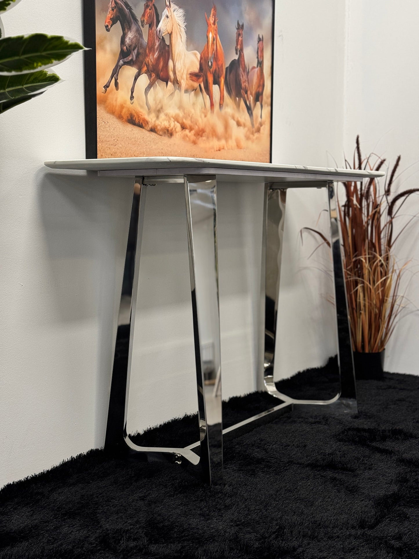CONSOLE TABLE WITH WHITE MARBLE TOP CT011
