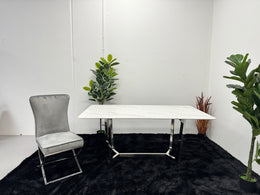 DINING TABLE WITH WHITE MARBLE TOP DT011