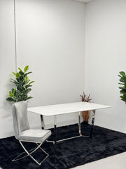 DINING TABLE WITH WHITE MARBLE TOP DT011