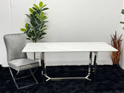 DINING TABLE WITH WHITE MARBLE TOP DT011