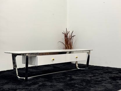 TV UNIT WITH WHITE MARBLE TOP TS011