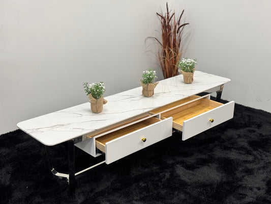 TV UNIT WITH WHITE MARBLE TOP TS011
