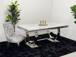 DINING TABLE WITH GREY MARBLE TOP DT004