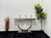 CONSOLE TABLE WITH GREY MARBLE TOP CT004