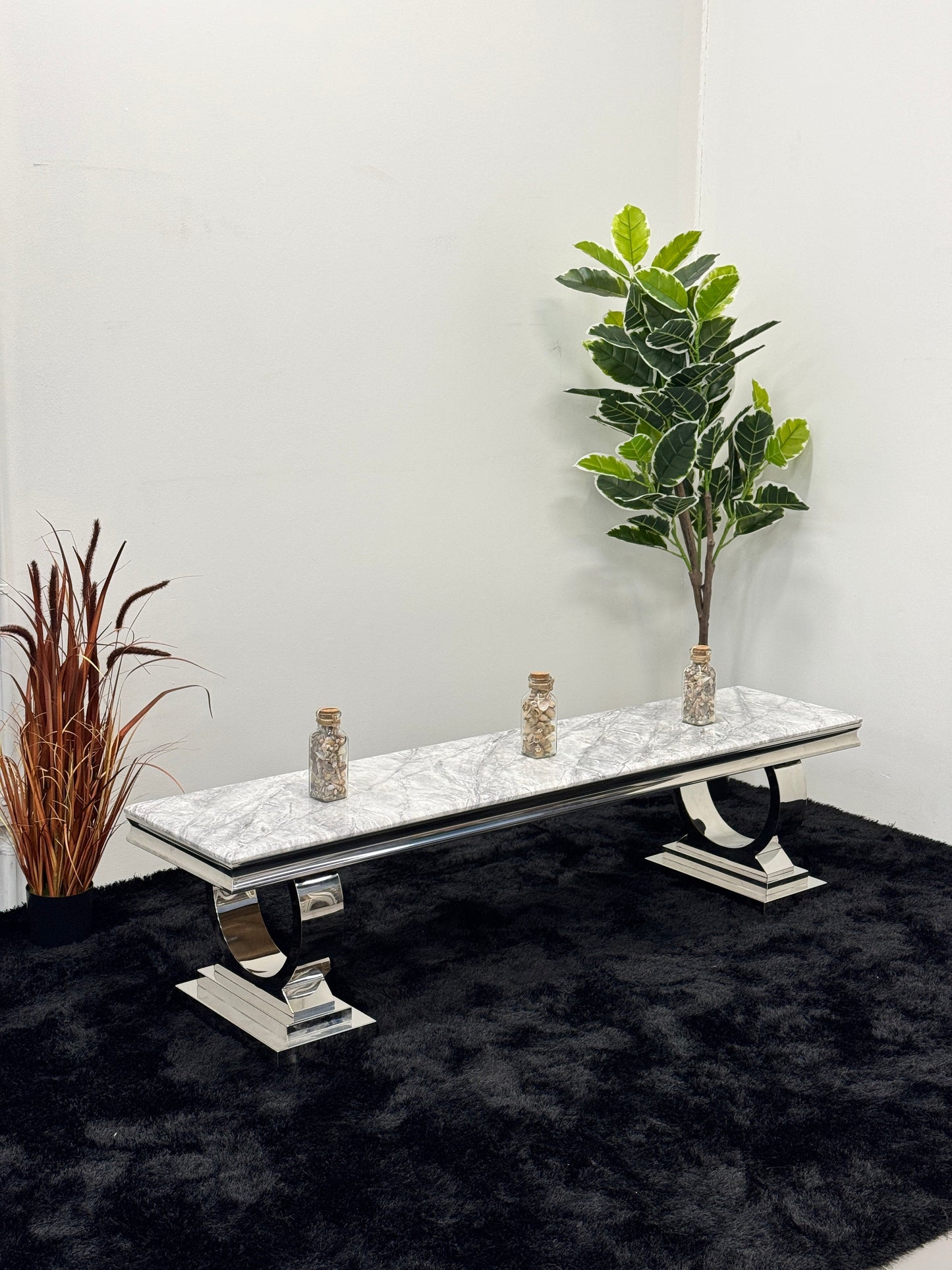 TV UNIT WITH GREY MARBLE TOP TS004