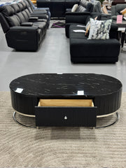 COFFEE TABLE WITH BLACK MARBLE & LEATHER TT055