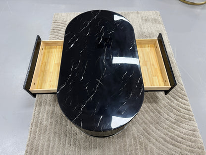 COFFEE TABLE WITH BLACK MARBLE & LEATHER TT055