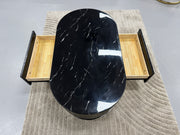 COFFEE TABLE WITH BLACK MARBLE & LEATHER TT055
