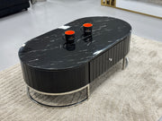 COFFEE TABLE WITH BLACK MARBLE & LEATHER TT055
