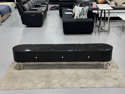 TV UNIT WITH BLACK MARBLE & LEATHER TS056