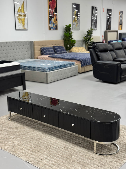 TV UNIT WITH BLACK MARBLE & LEATHER TS056