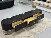 TV UNIT WITH BLACK MARBLE & LEATHER TS056