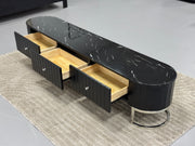 TV UNIT WITH BLACK MARBLE & LEATHER TS056
