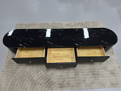 TV UNIT WITH BLACK MARBLE & LEATHER TS056