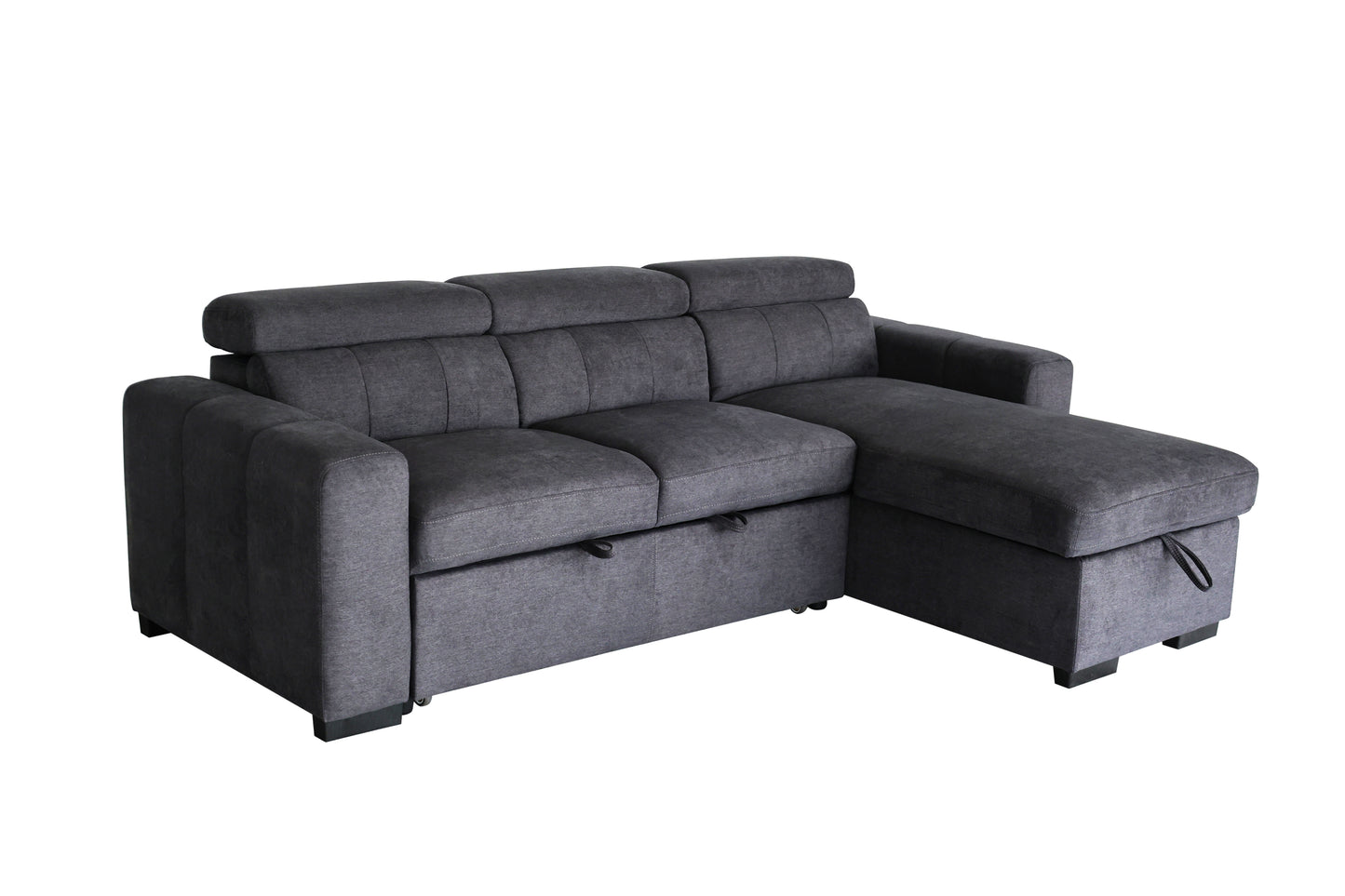 Harper Sofa Bed with Reversible Chaise Storage | Adjustable Headrest | Lima Fabric Sofa Bed