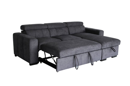 Harper Sofa Bed with Reversible Chaise Storage | Adjustable Headrest | Lima Fabric Sofa Bed