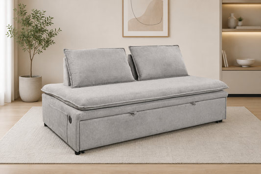 SLEEPER SOFA BED WITH ADJUSTABLE BACKREST & USB CHARGING