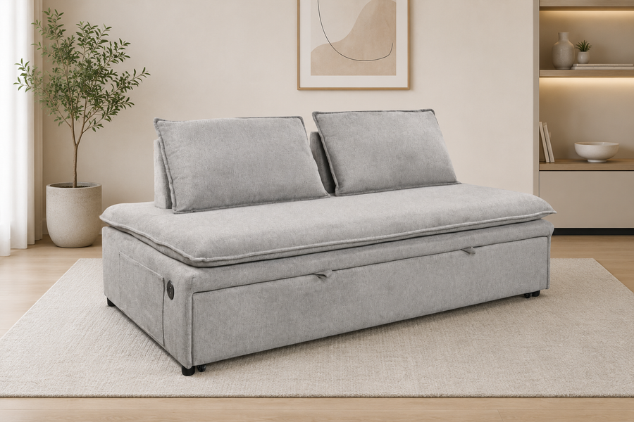 Sleeper sofa bed with adjustable backrest and USB charging in Perth
