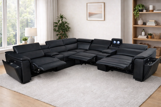 MARYLAND LEATHER SOFA WITH 3 ELECTRIC RECLINER...!!!