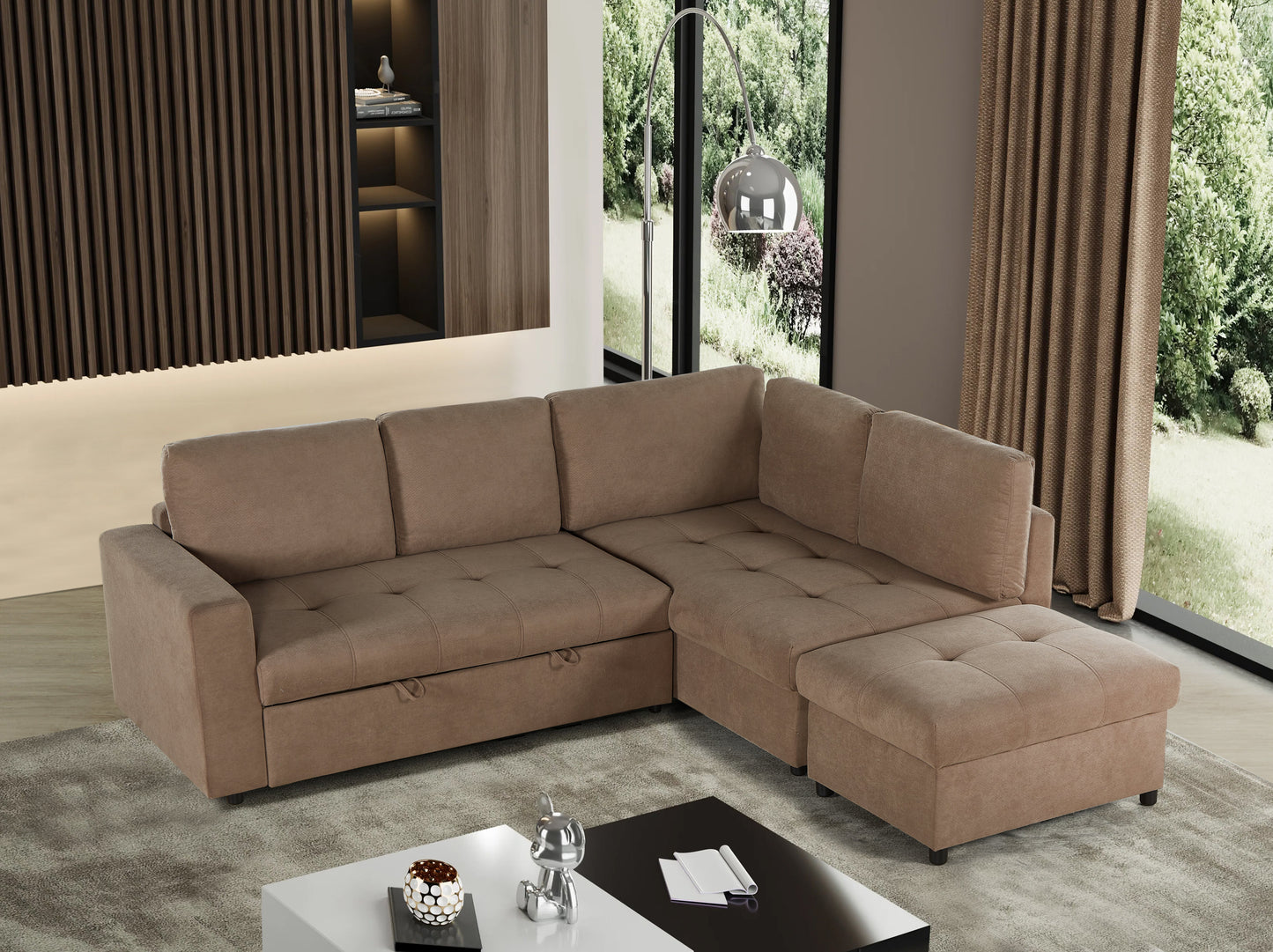 TULIP SOFABED WITH STORAGE OTTOMAN...