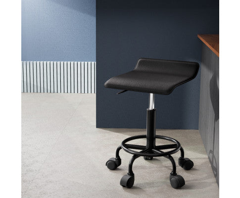 Black Square Swivel Salon Stool For Modern Seating