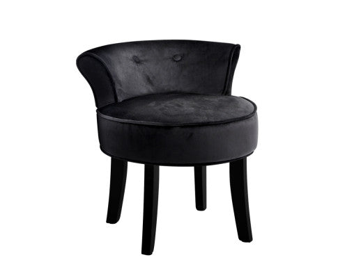 Vanity Stool Velvet Black Abella