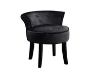 Vanity Stool Velvet Black Abella