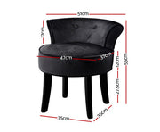 Vanity Stool Velvet Black Abella