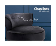 Vanity Stool Velvet Black Abella