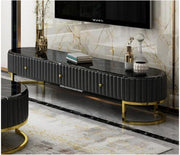 TV UNIT WITH BLACK MARBLE & LEATHER TS056