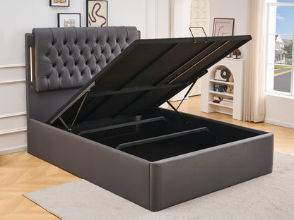HAMPTON Gas Lift Storage Bed | Upholstered Comfort with LED Light Design New Arrival...!!!