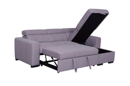 Harper Sofa Bed with Reversible Chaise Storage | Adjustable Headrest | Lima Fabric Sofa Bed
