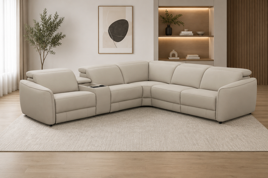 BENTLEY LEATHER CORNER SOFA WITH 3 ELECTRIC RECLINERS | Coming soon | Pre-Order Booking