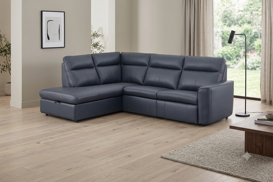 VERONA LEATHER CHAISE SOFA WITH STORAGE & ELECTRIC RECLINER | Coming soon | Pre-Order Booking